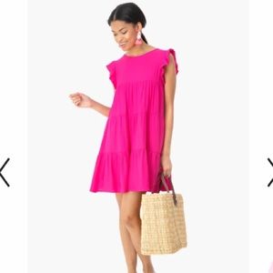 Tuckernuck tiered pink ruffle dress S